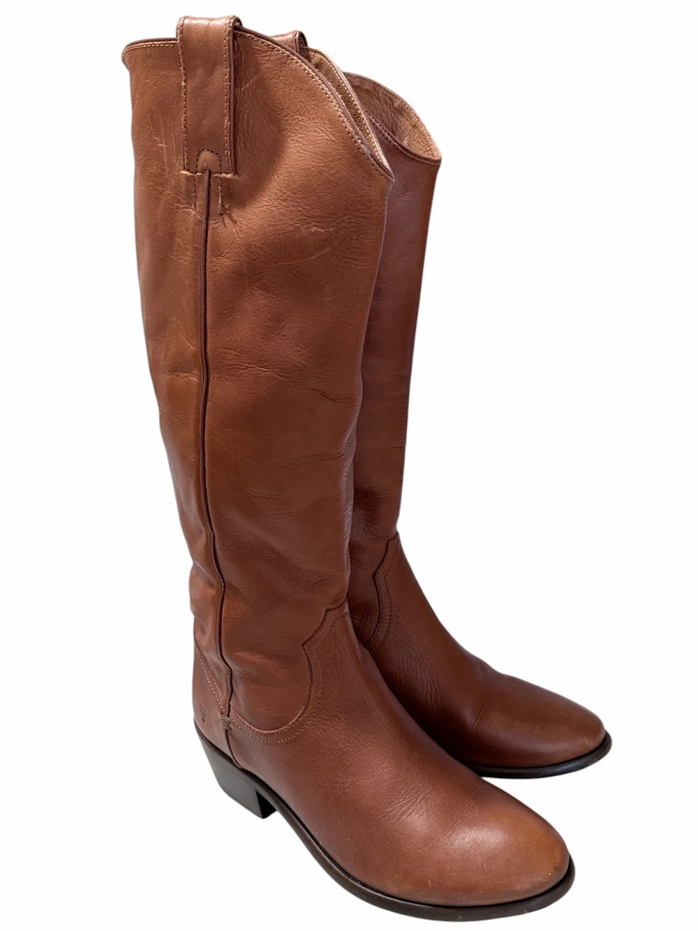 Frye Carson Pull On Tall Boots in Molasses Brown Leather Size 8 - Picture 9 of 14